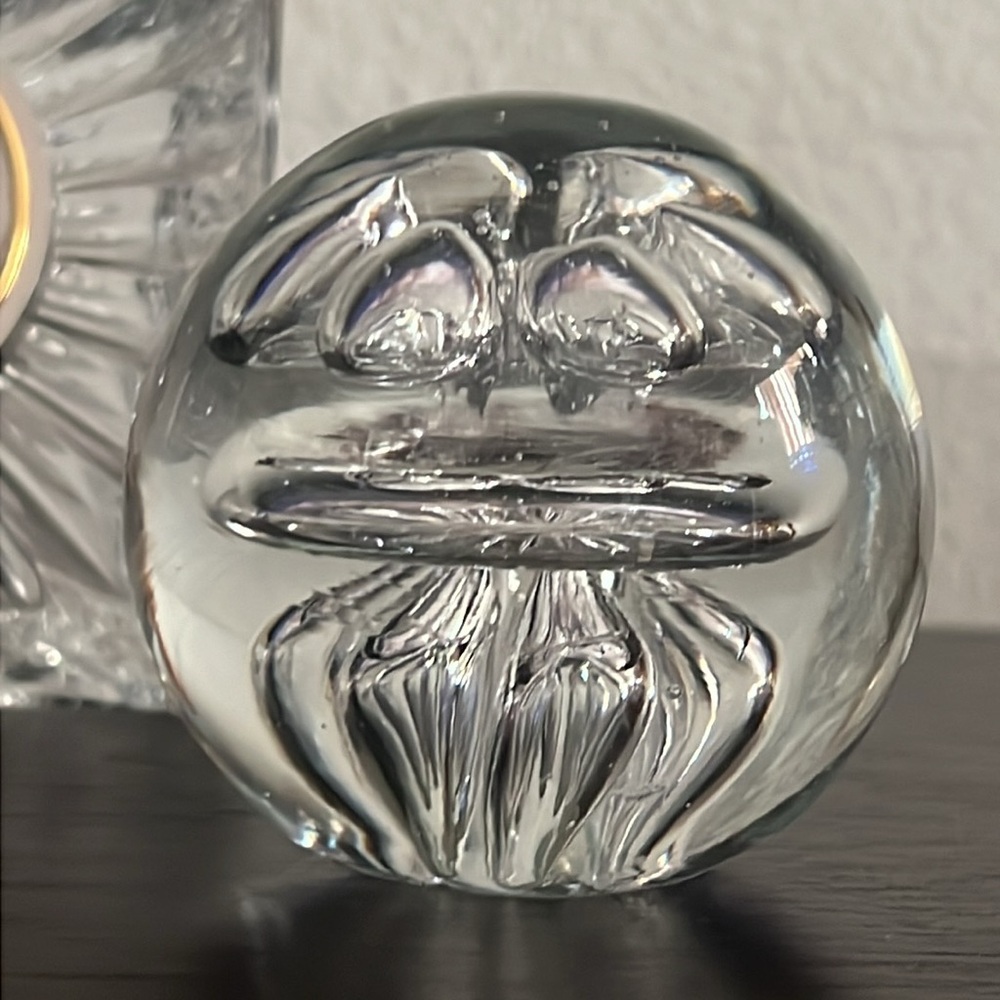 Rare Glass Art Paperweight with Suspended Bubbles